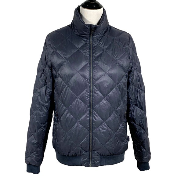 Patagonia Women Prow Bomber Jacket Size M Smolder Blue Duck Down Puffer 600 fill - Picture 1 of 10